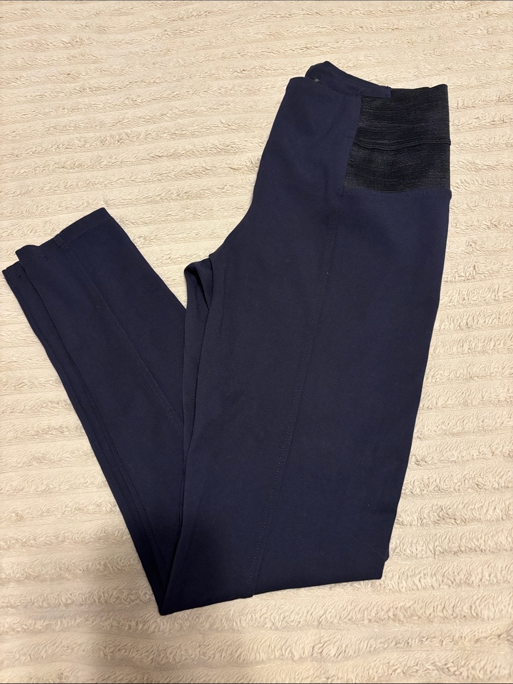 Dynamite Navy Blue Straight Leggings with Elastic Black Waist Panels